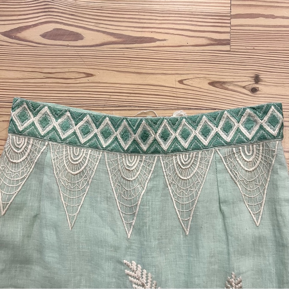 Emprio Sirenuse Monika Palm Set (Skirt+Top) in Biscay Green 100% Linen - Picture 11 of 13
